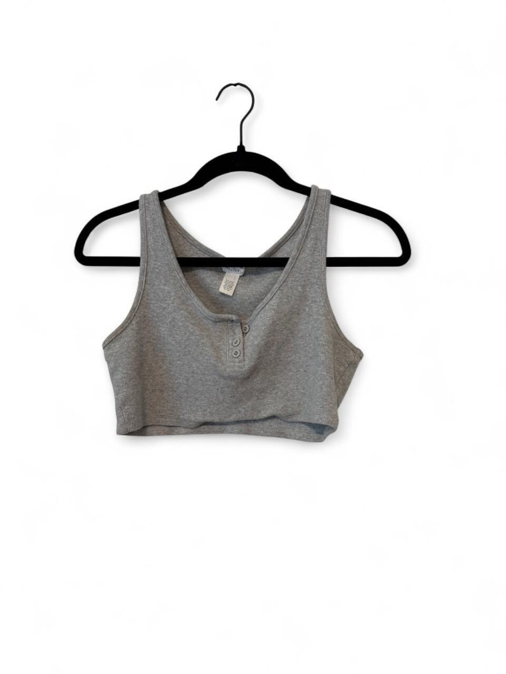 Tilly's Gray Ribbed Henley Crop Top